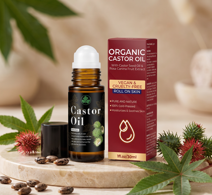 Organic Castor Oil Roll-On | Cold-Pressed Beauty Oil for Face & Body