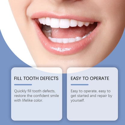 2 in 1 Teeth Whitening Kit with Blue LED Light Moldable Denture Gel Coffee Stain Removal Home Travel Portable Oral Care Device