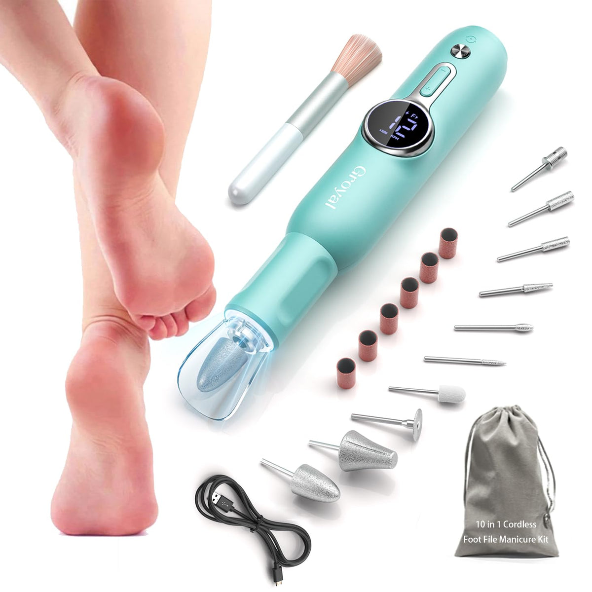 Electric Nail Drill File Professional Pen-Shaped Foot Callus Remover | Cordless Foot File for Acrylic Gel Dip Powder Nails Portable Nail Machine Kit for Dead Dry Crack Skin Calluses Foot Grinder