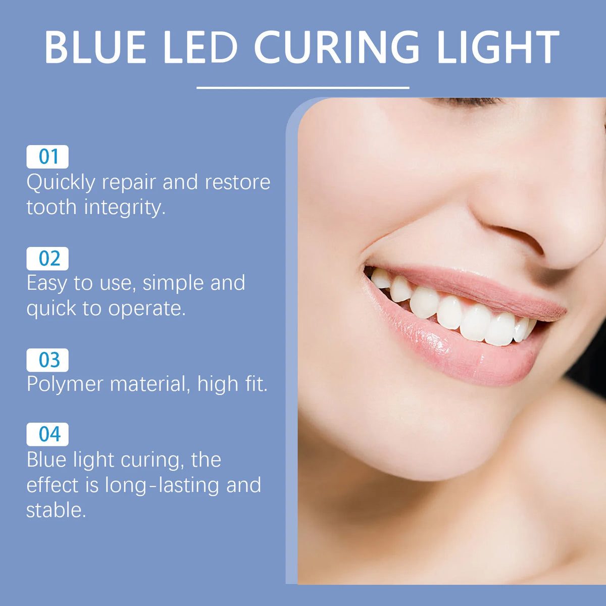 2 in 1 Teeth Whitening Kit with Blue LED Light Moldable Denture Gel Coffee Stain Removal Home Travel Portable Oral Care Device