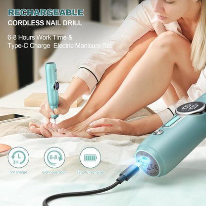 Electric Nail Drill File Professional Pen-Shaped Foot Callus Remover | Cordless Foot File for Acrylic Gel Dip Powder Nails Portable Nail Machine Kit for Dead Dry Crack Skin Calluses Foot Grinder