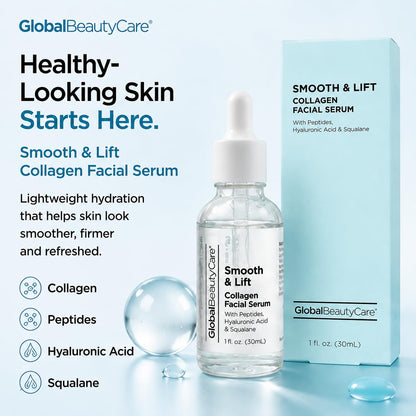 Smooth & Lift Collagen Facial Serum Hydrating Face Serum to Support Firm-Looking Skin with Peptides, Hyaluronic Acid & Squalane, Fast-Absorbing Hydrating Formula, 1 Fl Oz (1-Pack)