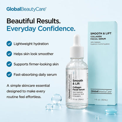 Smooth & Lift Collagen Facial Serum Hydrating Face Serum to Support Firm-Looking Skin with Peptides, Hyaluronic Acid & Squalane, Fast-Absorbing Hydrating Formula, 1 Fl Oz (1-Pack)