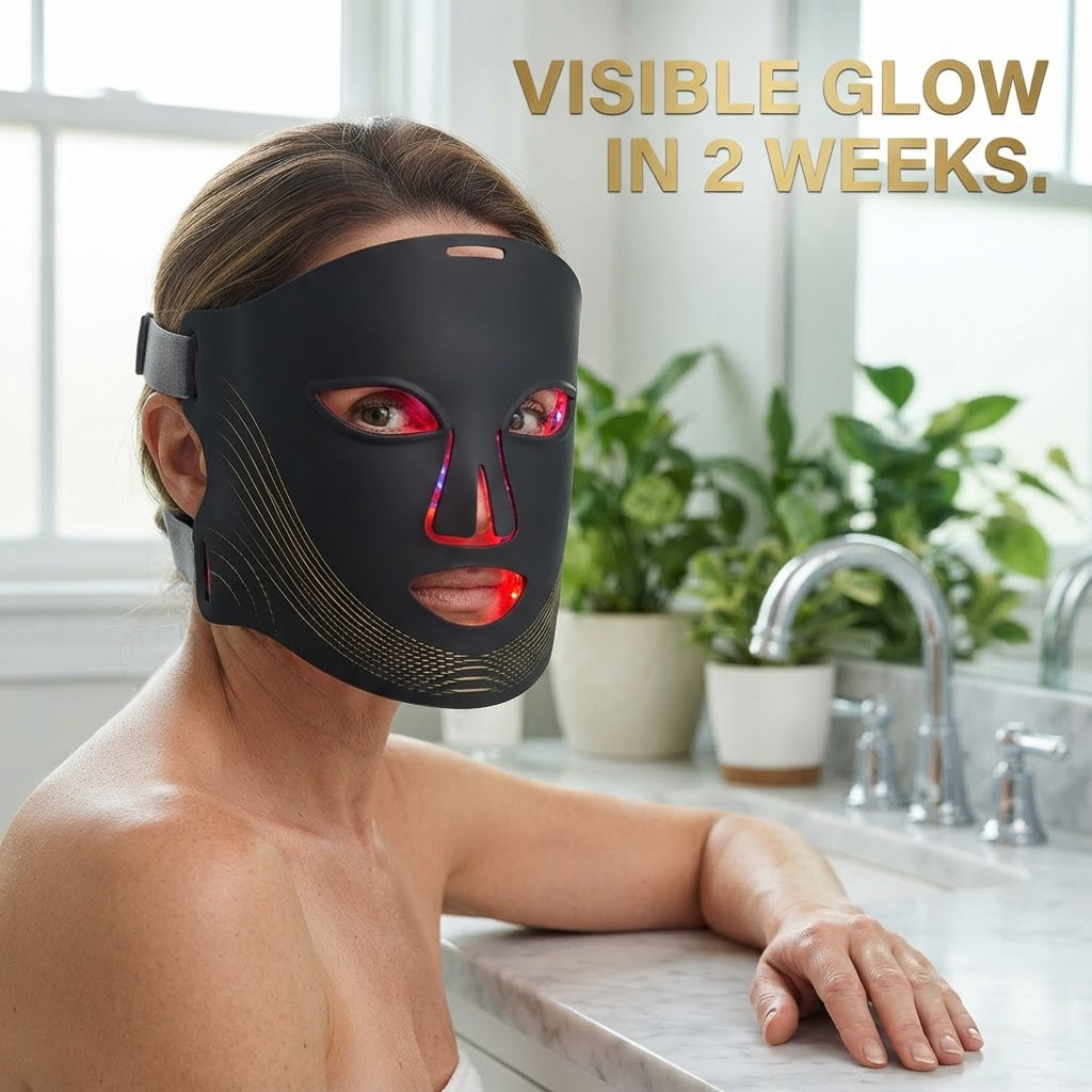 Red & Blue LED Light Therapy Mask | 64 LEDs, Full-Face, Hands-Free