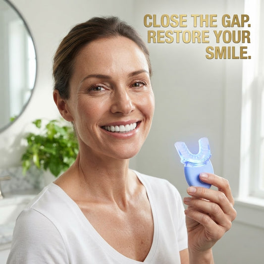Temporary Tooth Gap & Chip Repair Kit | Moldable Gel + Blue LED Curing Light