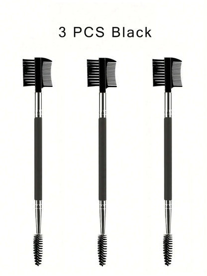 1/2/5PCS 3 Head Eyebrow Eyelash Shaper Double Head Brush Makeup Grooming Tool Cosmetic with 3 Different Spoolie Brushes