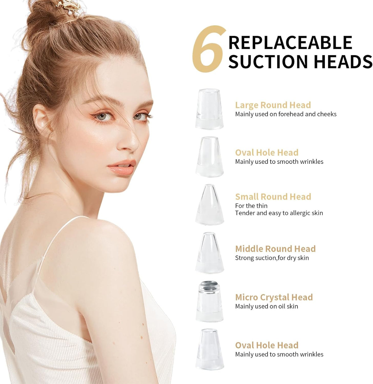 2026 Blackhead Remover Pore Vacuum Cleaner - 3 Adjustable Suction Power 6 Probes,Usb Rechargeable Blackhead Vacuum Kit Electric Acne Extractor Tool for Women