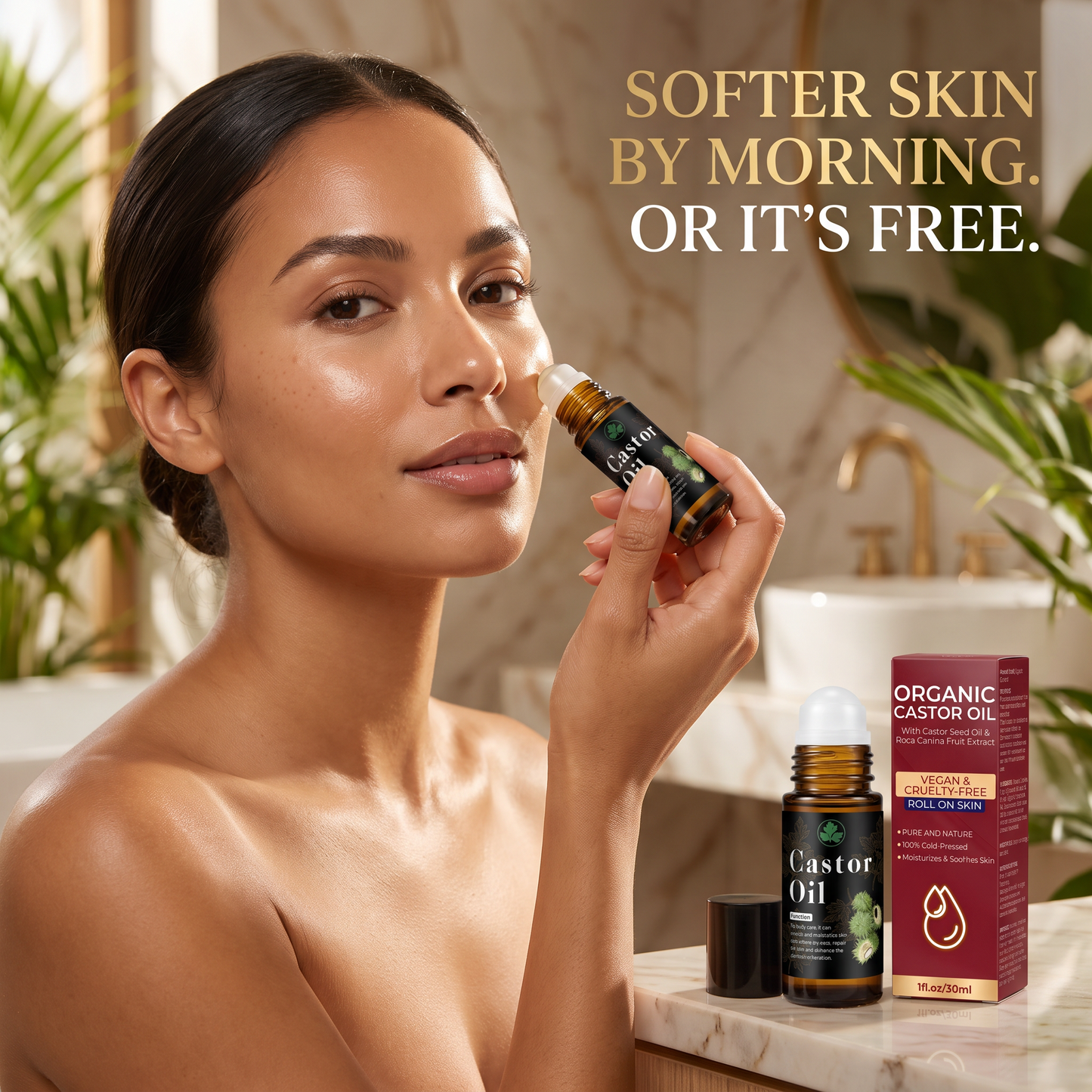 Organic Castor Oil Roll-On | Cold-Pressed Beauty Oil for Face & Body